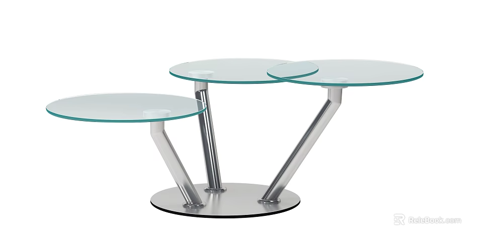Modern Nesting Round Glass Top Coffee Tables With Metal Base Design 3d model 