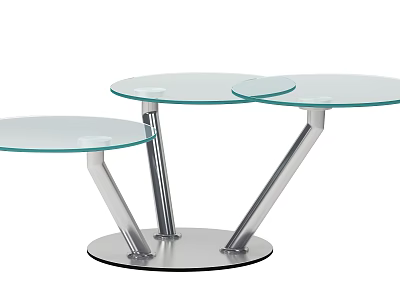 Modern Nesting Round Glass Top Coffee Tables With Metal Base Design 3d model