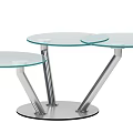 Modern Nesting Round Glass Top Coffee Tables With Metal Base Design