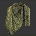 Stylish Green And Gray Checkered Scarf Draped Over Mannequin Shoulder On Dark Background
