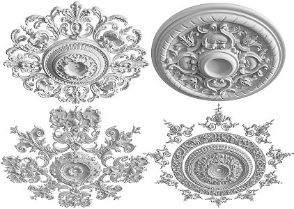 European-style lamp panel round ceiling 3d model