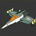 Futuristic 3D Model Aircraft With Teal White Orange And Yellow Accents