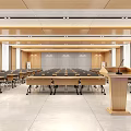 Modern Conference Room With Arranged Chairs Tables And Large Screen 3d model