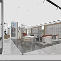 Modern Clothing Store Interior With Display Shelves Counter And Seating