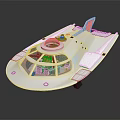 White Streamlined Concept Vehicle With Transparent Cockpit And Yellow Top Component