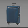 Blue Hard Shell Travel Suitcase With Durable Rolling Wheels And Telescopic Handle 3d model
