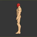 Detailed Golden Humanoid Model With Red Head In Standing Pose 3D Sculpture