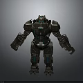 Detailed Heavy Armored Robot Character With Mechanical Design And Blue Accents