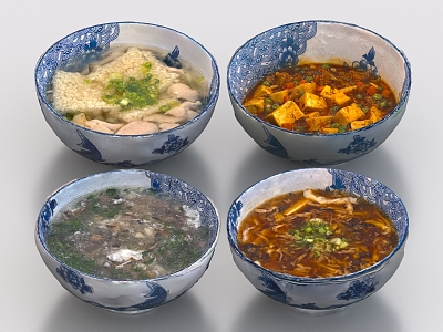 Food Cooked Food Soup Chinese Cuisine Sichuan Cuisine Hunan Cuisine Mapo Tofu Laver Egg Flower Soup 3d model