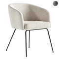 Beige Linen Upholstered Accent Chair With Black Metal Legs Modern Minimalist Design