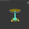 Elegant Corner Table With Round Wooden Top And Gold Carved Base Decorative Design