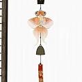 Goldfish Shaped Wind Chime Hanging Decoration With Bell And Decorative Strip On Japanese Style Wall