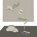 Modern Book Ornaments Square Carpet 3d model