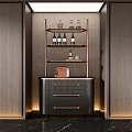 Modern Wine Cabinet Design With Drawers And Wine Bottle Shelves In Elegant Interior