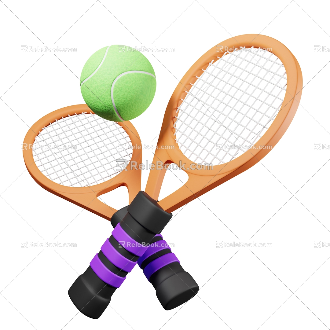 Modern Tennis Tennis Tennis Racquets Sports Equipment Cartoon Tennis 3d model