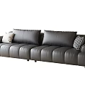 Modern Leather Multiplayer Sofa In-line Sofa 3d model