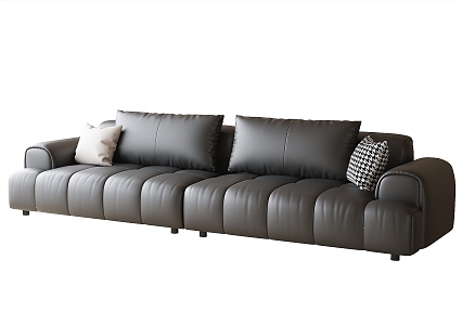 Modern Leather Multiplayer Sofa In-line Sofa 3d model