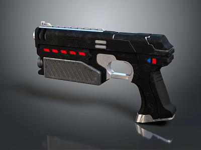 Futuristic Sci Fi Weapon With Black Body Red Accents And Silver Components 3d model