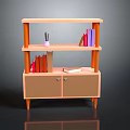 Practical Wooden Bookshelf With Multiple Shelves Cabinet Doors Books And Pencil Holder