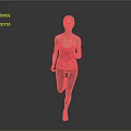 Woman in Red Tank Top Running with Dark Leggings on Gray Background