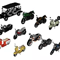 Diverse Types Of Motorcycles Featuring Classic Sport And Scooter Models On