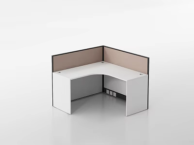 Modern L Shaped Office Desk With Beige Divider Panels And White Surface 3d model