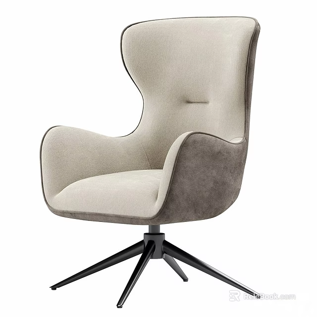 Beige And Gray High Back Office Chair With Comfortable Seat And Metal Swivel Base 3d model 
