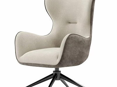 Beige And Gray High Back Office Chair With Comfortable Seat And Metal Swivel Base 3d model
