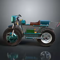 Unique Teal Three Wheeled Motorcycle With Brown Seat And Modern Design