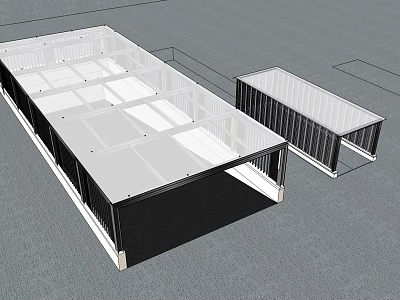 Modular Container Building Structure With Multiple Connected Units And Flat Roof Design 3d model