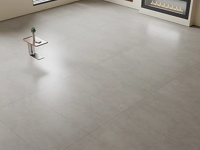 Modern Living Room Floor With Light Gray Tiles And Side Table 3d model