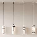 Modern Minimalist Pendant Lights With Metal Frames And White Glass Shades