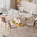 Light Luxury Dining Table and Chair Combination 3d model