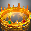 Household Decorative Golden Crown Adorned With Colorful Gemstones And Spires