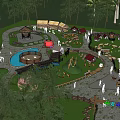 Scenic Garden Landscape Design With Pavilion Pond Playground And Wooden Structures