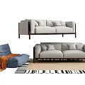 Multiplayer Sofa Single Sofa Lazy Sofa Carpet Sofa Blanket 3d model