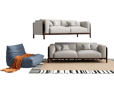 Multiplayer Sofa Single Sofa Lazy Sofa Carpet Sofa Blanket 3d model