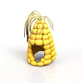 Unique Yellow Corn Shaped Decorative Structure With Tassels And Hollow Design