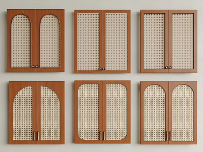 Wooden Interior Doors With Grid Patterns And Arch Top Designs In Various Styles 3d model