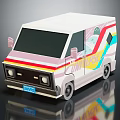 Vibrant Cartoon Style Van With Colorful Stripes Patterns FUN Lettering And License Plate HW2024