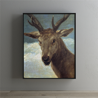 American animal painting gray living room animal deer decorative painting 3d model