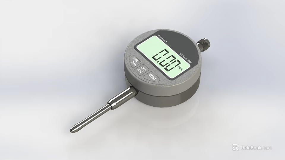 Precision Digital Micrometer Tool With Clear Display Showing 0001 Reading 3d model
