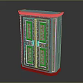 Blue Decorative Cabinet With Hand Painted Floral Patterns Traditional Design And Ornate Detailing