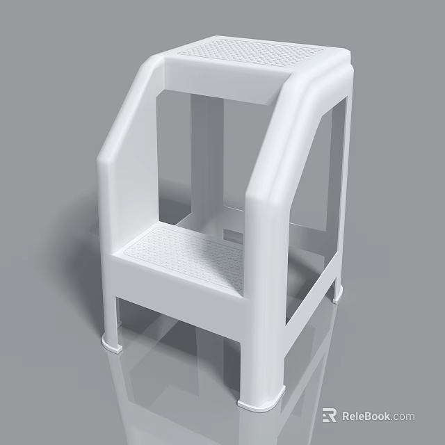 Modern White Plastic Stool With Armrests And Perforated Seat For Home Use 3d model 