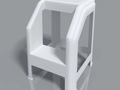 Modern White Plastic Stool With Armrests And Perforated Seat For Home Use 3d model