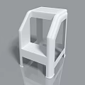 Modern White Plastic Stool With Armrests And Perforated Seat For Home Use