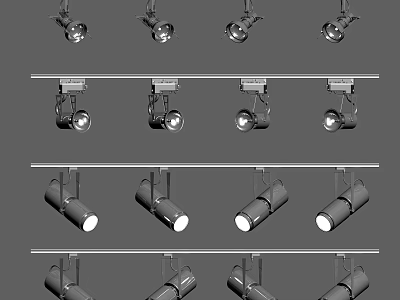 Sleek Track Mounted Downlights and Spotlights for Modern Home Commercial Lighting 3d model
