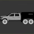 Custom White and Black Six Wheel Pickup Truck with Roof Storage and Off Road Tires