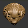 Detailed Golden Lion Head Game Movie Character Sculpture With Shiny Surface And Base