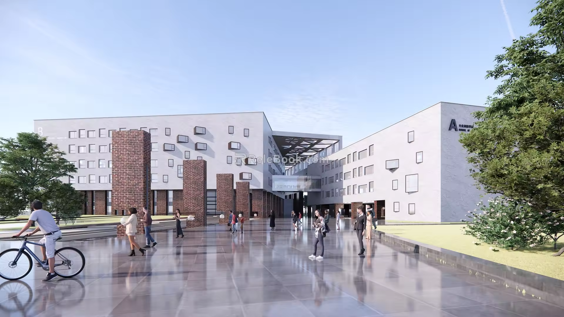 Modern Teaching Building, Department of Architecture, Teaching Building with Environment, Indoor Home Library 3d model